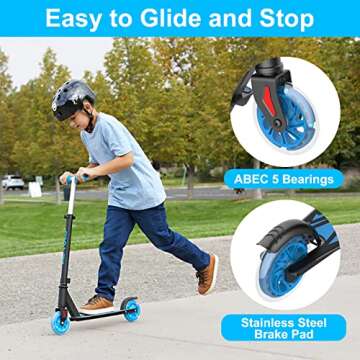 RideVOLO K05 Kick Scooter for 4-9 Years Old Kids, 3 Adjustable Heights, Ultra Lightweight and Easy Assembly, 5" Flash Wheels, Max Load 110lbs, Outdoor Activities, Gift for Boy/Girl Silver