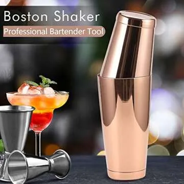 Stainless Steel Boston Shaker - 2-piece 18oz & 28oz Professional Bartender Cocktail Shaker Bartender Shaker Kit - CTSK0013 (Copper)