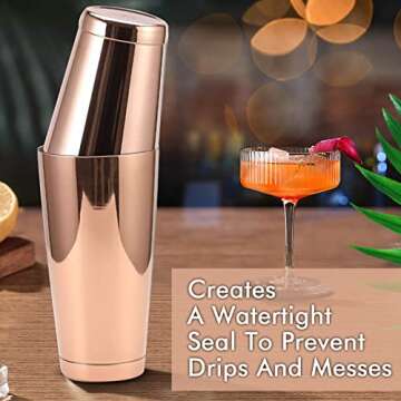 Stainless Steel Boston Shaker - 2-piece 18oz & 28oz Professional Bartender Cocktail Shaker Bartender Shaker Kit - CTSK0013 (Copper)