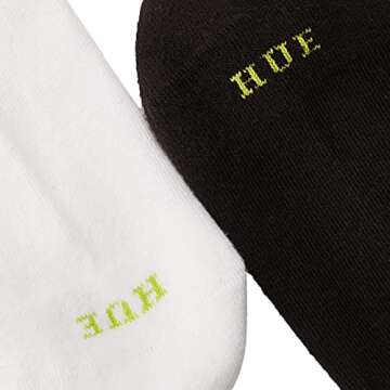 HUE womens Hue Women's Quarter Top With Cushion Sport Socks, 6 Pair Pack casual socks, Black/Multi, One Size US