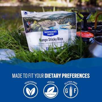 Backpacker's Pantry Mango Sticky Rice - Freeze Dried Backpacking & Camping Food - Emergency Food - 8 Grams of Protein, Vegan, Gluten-Free - 1 Count