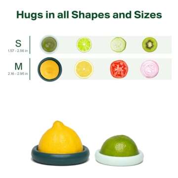 Food Huggers 2pc Reusable Silicone Citrus Savers | BPA Free & Dishwasher Safe | Fruit Produce Storage for Orange, Lemon, Lime, Banana, Cans & More | 2 Pack Round, Forest Mint