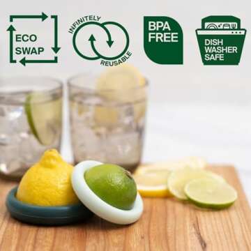 Food Huggers 2pc Reusable Silicone Citrus Savers | BPA Free & Dishwasher Safe | Fruit Produce Storage for Orange, Lemon, Lime, Banana, Cans & More | 2 Pack Round, Forest Mint