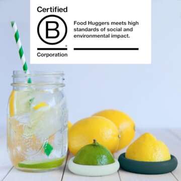 Food Huggers 2pc Reusable Silicone Citrus Savers | BPA Free & Dishwasher Safe | Fruit Produce Storage for Orange, Lemon, Lime, Banana, Cans & More | 2 Pack Round, Forest Mint