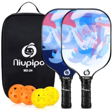 Niupipo Pickleball Paddles Set of 2 with Fiberglass Surface and Honeycomb Core for Endurance and Con...