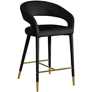 Meridian Furniture 540Black-C Destiny Collection Modern Counter Stool in Black Velvet, 21.5" W x 22....