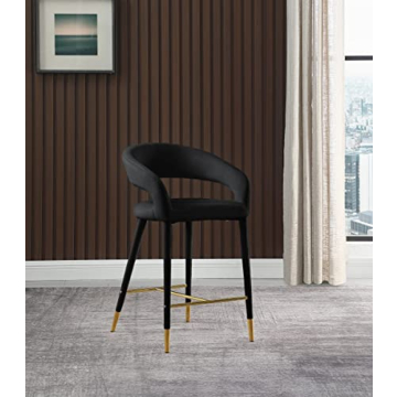 Meridian Destiny Black Velvet Counter Stool - Elegant Comfort