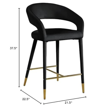 Meridian Destiny Black Velvet Counter Stool - Elegant Comfort