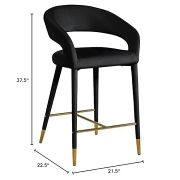 Meridian Destiny Black Velvet Counter Stool - Elegant Comfort