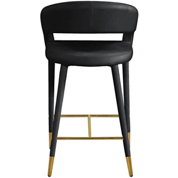 Meridian Destiny Black Velvet Counter Stool - Elegant Comfort