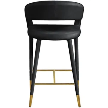 Meridian Destiny Black Velvet Counter Stool - Elegant Comfort