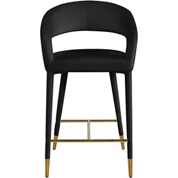 Meridian Destiny Black Velvet Counter Stool - Elegant Comfort