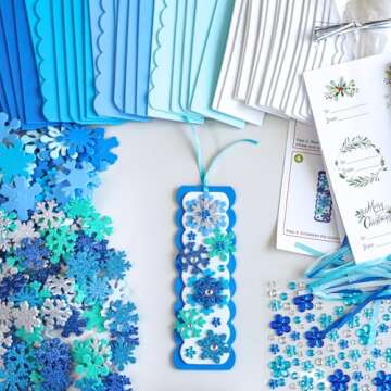 Winlyn 24 Sets Christmas Craft Kits Winter Crafts DIY 3D Christmas Snowflake Bookmarks Art Sets Snow...