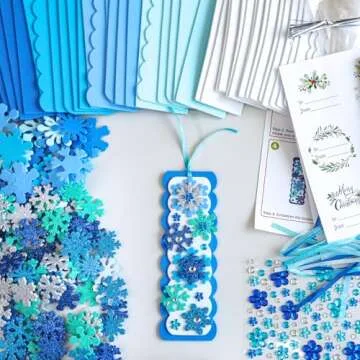 Winlyn 24 Sets Christmas Craft Kits Winter Crafts DIY 3D Christmas Snowflake Bookmarks Art Sets Snow...