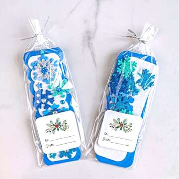 Winlyn 24 Sets Christmas Craft Kits Winter Crafts DIY 3D Christmas Snowflake Bookmarks Art Sets Snowflake Foam Stickers Arts and Crafts for Kids Party Favor Holiday Seasonal Home Classroom Activities