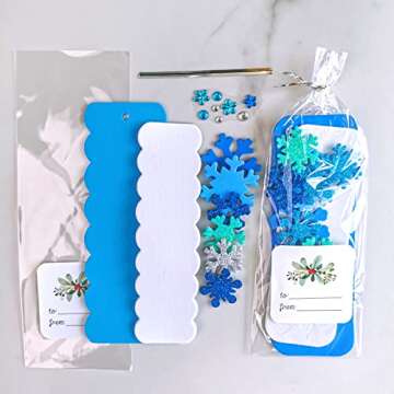 Winlyn 24 Sets Christmas Craft Kits Winter Crafts DIY 3D Christmas Snowflake Bookmarks Art Sets Snowflake Foam Stickers Arts and Crafts for Kids Party Favor Holiday Seasonal Home Classroom Activities