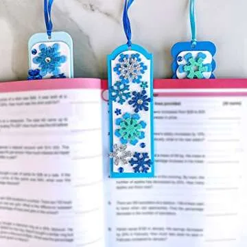 Winlyn 24 Sets Christmas Craft Kits Winter Crafts DIY 3D Christmas Snowflake Bookmarks Art Sets Snowflake Foam Stickers Arts and Crafts for Kids Party Favor Holiday Seasonal Home Classroom Activities