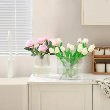 Modern YANWE1 Ribbed Vase - Elegant Decor for Flowers