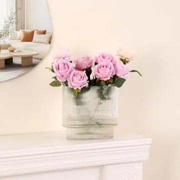 Modern YANWE1 Ribbed Vase - Elegant Decor for Flowers