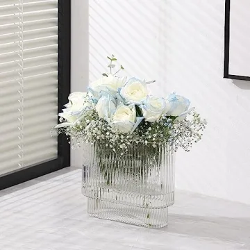 Modern YANWE1 Ribbed Vase - Elegant Decor for Flowers