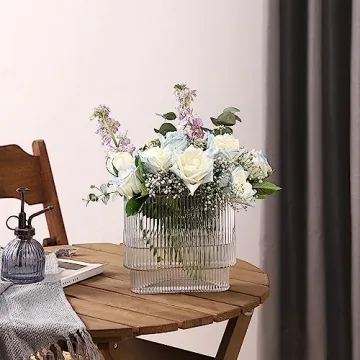 Modern YANWE1 Ribbed Vase - Elegant Decor for Flowers