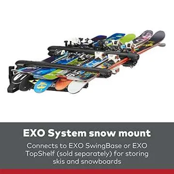 Yakima EXO SnowBank 5 Ski or 4 Snowboard Universal Car Mount Travel Roof Rack with Double Joint Hing...