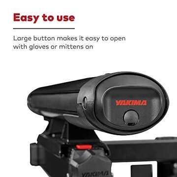 Yakima EXO SnowBank 5 Ski or 4 Snowboard Universal Car Mount Travel Roof Rack with Double Joint Hinge, SKS Lock, and 1 Button Access, Black