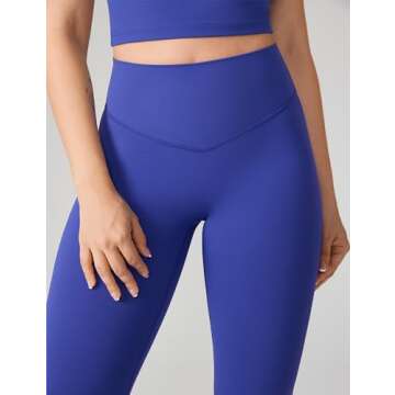 UNISSU Hugcurve No Front Seam High Waisted Workout Leggings for Women Buttery Soft Yoga Pants Gym Athletic Tights - 25'' Royal Blues Medium