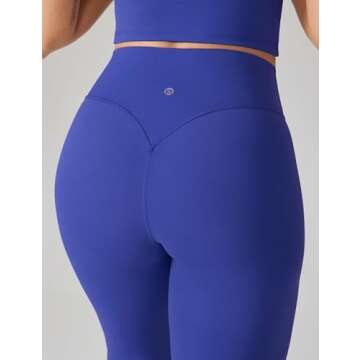 UNISSU Hugcurve No Front Seam High Waisted Workout Leggings for Women Buttery Soft Yoga Pants Gym Athletic Tights - 25'' Royal Blues Medium