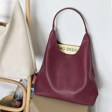 Soft Vegan Leather Hobo Bag for Women - Slouchy Tote Handbag