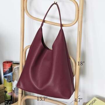 Soft Vegan Leather Hobo Bag for Women - Slouchy Tote Handbag