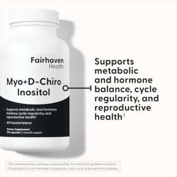 Fairhaven Health Myo-Inositol and D-Chiro Inositol Supplement for Women | 40:1 Ratio | Female Fertility Supplement for Women and Hormone Balance* | Vegan | 120 Myo & D-Chiro Inositol Capsules