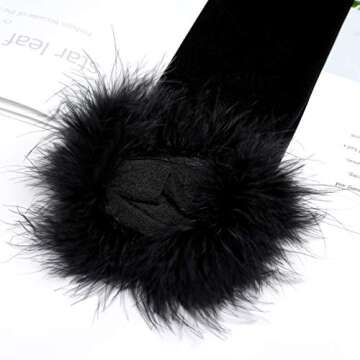 BABEYOND Long Satin Opera Gloves Pageant Feather Gloves 1920s Stretchy Elbow Length Gloves for Halloween Costume Party