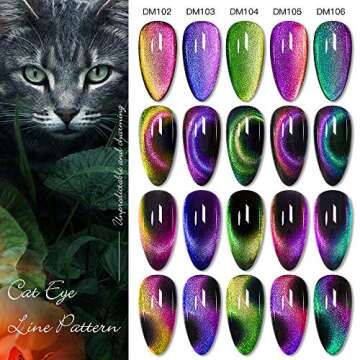 MTSSII Cat Eye Gel Nail Polish Moonstone Cat Eye Chameleon Magnetic Gel Galaxy Cat Eye Nail Polish with Starry Sky Effect 6 Colors Nail Polish Set Manicure Nail Art Gift with 1 Magnet Stick