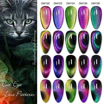 MTSSII Cat Eye Gel Nail Polish Moonstone Cat Eye Chameleon Magnetic Gel Galaxy Cat Eye Nail Polish with Starry Sky Effect 6 Colors Nail Polish Set Manicure Nail Art Gift with 1 Magnet Stick