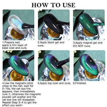 MTSSII Cat Eye Gel Nail Polish Moonstone Cat Eye Chameleon Magnetic Gel Galaxy Cat Eye Nail Polish with Starry Sky Effect 6 Colors Nail Polish Set Manicure Nail Art Gift with 1 Magnet Stick