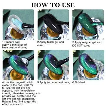 MTSSII Cat Eye Gel Nail Polish Moonstone Cat Eye Chameleon Magnetic Gel Galaxy Cat Eye Nail Polish with Starry Sky Effect 6 Colors Nail Polish Set Manicure Nail Art Gift with 1 Magnet Stick