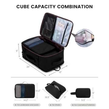 LOVEVOOK Travel Carry on Backpack, Large 40L Personal Item Travel Bag for Men & Women Flight Approved with 3 Packing Cubes, Suitcase Water Resistant Luggage Daypack Business Weekender Bag, Black