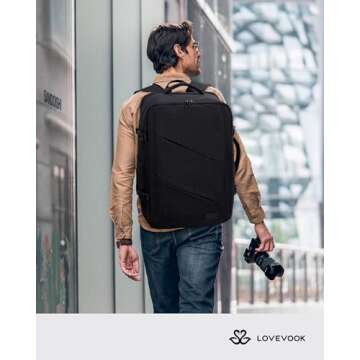 LOVEVOOK Travel Carry on Backpack, Large 40L Personal Item Travel Bag for Men & Women Flight Approved with 3 Packing Cubes, Suitcase Water Resistant Luggage Daypack Business Weekender Bag, Black