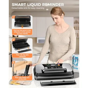 95kpa Vacuum Sealer Machine, Commercial Full Automatic Food Sealer, Vacuum Sealer for Food with Cutter, 10 Pre-cut Bags & Bag Rolls and Accessory Hose, Fully Starter Kits, Black