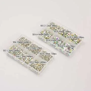 NCB 8000pcs Non Hotfix Rhinestones 10 Sizes Flatback Crystal Glass Rhinestones with Tweezers and Picking Pen for Nail Art Clothes Bags Phone Decorations Crafts DIY (001ab Crystal AB Mix SS3-SS30)