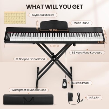 Rengue 88 Key Electronic Keyboard Piano Set for All Ages