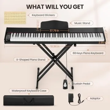 Rengue 88 Key Electronic Keyboard Piano Set for All Ages