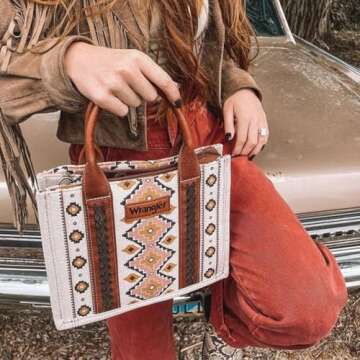 Wrangler Tote Bag for Women Aztec Handbags Western Purses for Women FBA3-WG2202-8120SCF