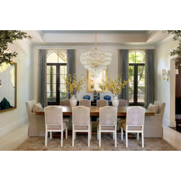 BeyPan Bubble Glass Chandelier Pendant Lights Fixture Dia 24 inch Round Swirled Clear Blown Glass Ribbed Globe Decorative Lighting Fixture for Living Room Bedroom Dining Room Island