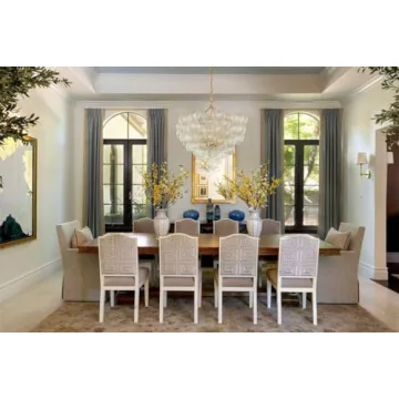 BeyPan Bubble Glass Chandelier Pendant Lights Fixture Dia 24 inch Round Swirled Clear Blown Glass Ribbed Globe Decorative Lighting Fixture for Living Room Bedroom Dining Room Island