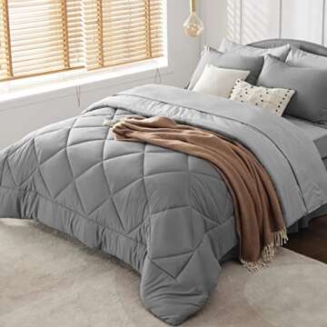 Bedsure Grey Reversible Twin XL Comforter Set Bundle Twin XL Sheets for College Dorm