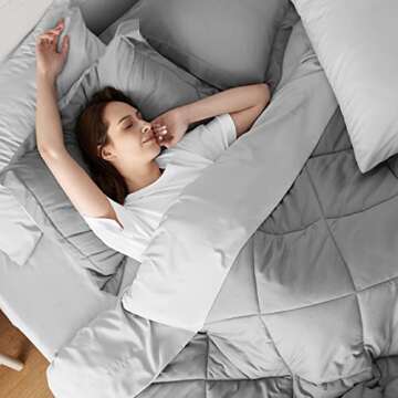 Bedsure Grey Reversible Twin XL Comforter Set Bundle Twin XL Sheets for College Dorm