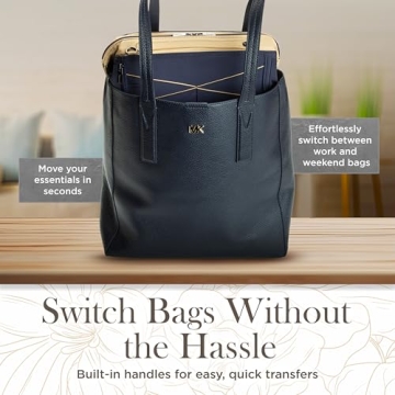 Littbag Handbag Organizer with Patented LED & Auto 60-sec Shutoff - Featured in Oprah's Favorite Things – Purse Organizer with 12 Compartments, Clear Pockets, Zippered Privacy Pocket & More (Blue)