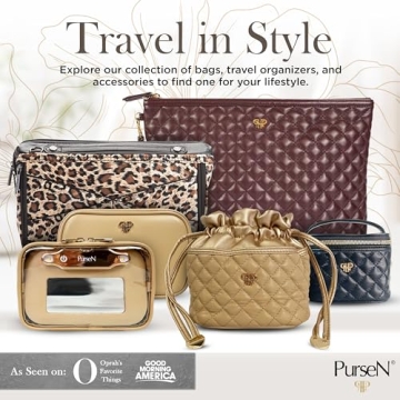 Littbag Handbag Organizer with Patented LED & Auto 60-sec Shutoff - Featured in Oprah's Favorite Things – Purse Organizer with 12 Compartments, Clear Pockets, Zippered Privacy Pocket & More (Blue)